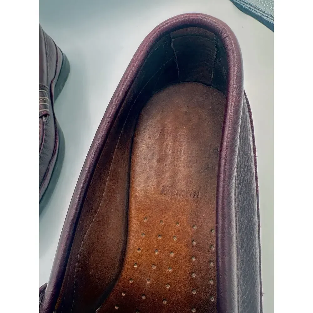 Allen Edmonds Hamlin Shoes Mens 8.5D Burgundy Maroon Leather Penny Loafers